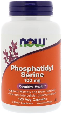 Phosphatidyl Serine, 100 mg, 120 Veg Capsules by Now Foods-Kosttillskott, Fosfatidylserin, Uppmärksamhetsbriststörning, Tillsätt, Adhd, Hjärna, Minne