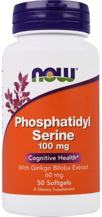 Phosphatidyl Serine, With Ginkgo Biloba Extract, 100 mg, 50 Softgels by Now Foods-Kosttillskott, Aminosyror, Fosfatidylserin