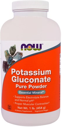 Potassium Gluconate Pure Powder, 1 lb (454 g) by Now Foods-Kosttillskott, Mineraler, Kaliumglukonat