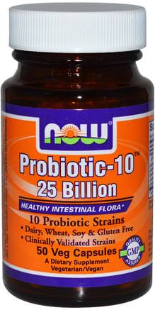Probiotic-10 25 Billion, 50 Veg Capsules by Now Foods-Kosttillskott, Probiotika, Iskylda Produkter