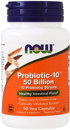 Probiotic-10, 50 Billion, 50 Veg Capsules by Now Foods-Kosttillskott, Probiotika, Iskylda Produkter