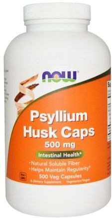 Psyllium Husk Caps, 500 mg, 500 Veg Capsules by Now Foods-Kosttillskott, Fiber, Psylliumskal