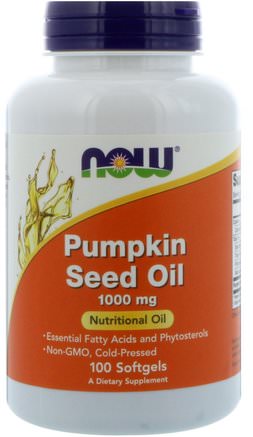 Pumpkin Seed Oil, 1000 mg, 100 Softgels by Now Foods-Kosttillskott, Efa Omega 3 6 9 (Epa Dha), Pumpa Fröolja