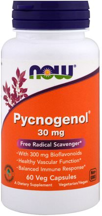 Pycnogenol, 30 mg, 60 Veg Capsules by Now Foods-Kosttillskott, Pyknogenol