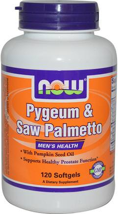 Pygeum & Saw Palmetto, 120 Softgels by Now Foods-Kosttillskott, Efa Omega 3 6 9 (Epa Dha), Pumpa Fröolja, Hälsa