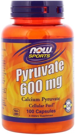 Pyruvate, 600 mg, 100 Capsules by Now Foods-Sport, Pyruvat, Hälsa, Kost