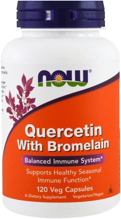 Quercetin with Bromelain, 120 Veg Capsules by Now Foods-Kosttillskott, Quercetin, Enzymer, Bromelain