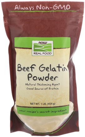 Real Food, Beef Gelatin Powder, 1 lb (454 g) by Now Foods-Hälsa, Nagelhälsa, Gelatin, Nötköttgelatin