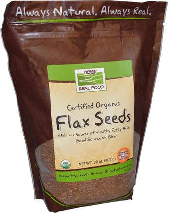 Real Food, Certified Organic Flax Seeds, 32 oz (907 g) by Now Foods-Kosttillskott, Linfrö