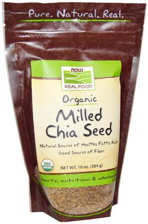Real Food, Organic Milled Chia Seed, 10 oz (284 g) by Now Foods-Kosttillskott, Efa Omega 3 6 9 (Epa Dha), Chia Frön