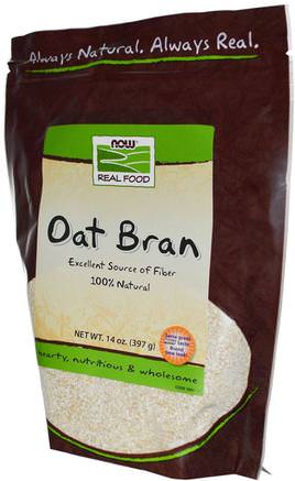 Real Food, Organic Oat Bran, 14 oz (397 g) by Now Foods-Kosttillskott, Fiber, Havrekli