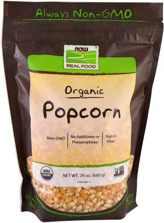 Real Food, Organic Popcorn, 24 oz (680 g) by Now Foods-Mat, Nötter Frön Korn, Popcorn