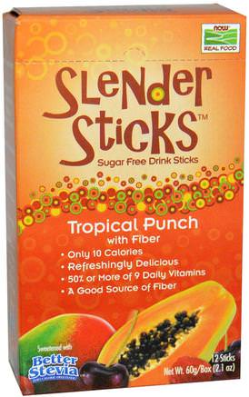 Real Food, Slender Sticks, Tropical Punch with Fiber, 12 Sticks, (5 g) Each by Now Foods-Kosttillskott, Fiber