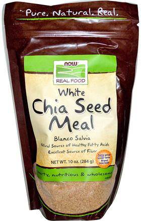 Real Food, White Chia Seed Meal, 10 oz (284 g) by Now Foods-Kosttillskott, Efa Omega 3 6 9 (Epa Dha), Chia Frön