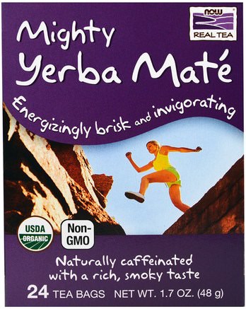 Organic Real Tea, Mighty Yerba Mate, 24 Tea Bags, 1.7 oz (48 g) by Now Foods-Mat, Örtte, Yerba Mate