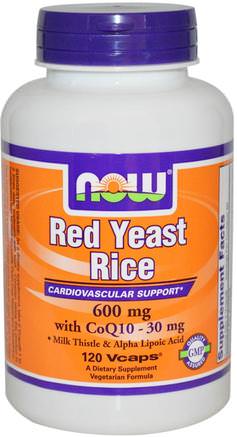 Red Yeast Rice, 120 Veg Capsules by Now Foods-Kosttillskott, Koenzym Q10, Coq10, Rött Jästris