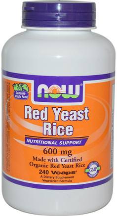 Red Yeast Rice, 600 mg, 240 Veg Capsules by Now Foods-Kosttillskott, Rött Jästris