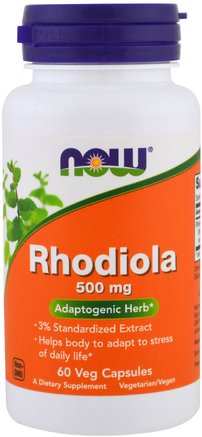 Rhodiola, 500 mg, 60 Veg Capsules by Now Foods-Örter, Rhodiola Rosea, Adaptogen