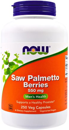 Saw Palmetto Berries, 550 mg, 250 Veg Capsules by Now Foods-Hälsa, Män