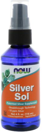 Silver Sol, 4 fl oz (118 ml) by Now Foods-Kosttillskott, Mineraler, Flytande Mineraler, Silverhydrosol