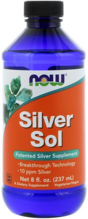 Silver Sol, 8 fl oz (237 ml) by Now Foods-Kosttillskott, Mineraler, Flytande Mineraler, Silverhydrosol