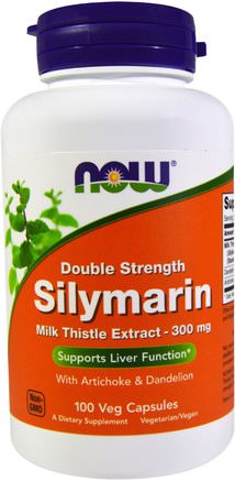 Silymarin, Milk Thistle Extract with Artichoke & Dandelion, Double Strength, 300 mg, 100 Veg Capsules by Now Foods-Hälsa, Detox, Mjölktistel (Silymarin), Missbruk, Missbruk