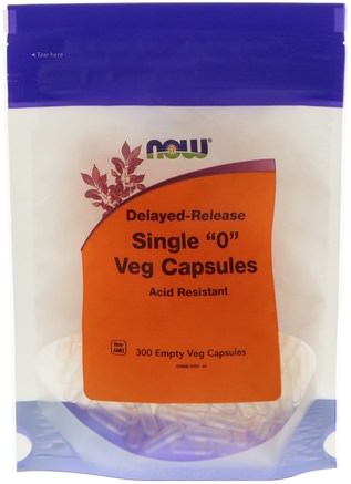 Single 0 Veg Capsules, Delayed-Release, 300 Empty Veg Capsules by Now Foods-Kosttillskott, Tomma Kapslar