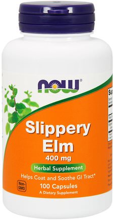 Slippery Elm, 400 mg, 100 Capsules by Now Foods-Örter, Hala Elm