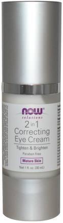 Solutions, 2 in 1 Correcting Eye Cream, 1 fl oz (30 ml) by Now Foods-Skönhet, Ögonkrämer, Ansiktsvård, Ansiktsvård