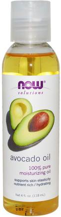 Solutions, Avocado Oil, 4 fl oz (118 ml) by Now Foods-Hälsa, Hud, Avokadoolja, Massageolja