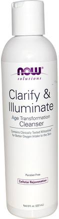 Solutions, Clarify & Illuminate Cleanser, 8 fl oz (237 ml) by Now Foods-Skönhet, Ansiktsvård, Ansiktsrengöringsmedel, Nu Matbad