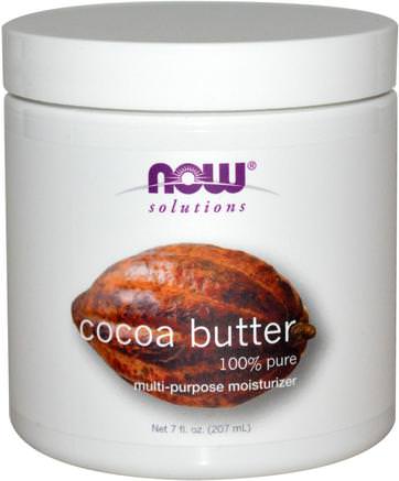 Solutions, Cocoa Butter, 7 fl oz (207 ml) by Now Foods-Kakaosmör, Hälsa, Sträckmärken Ärr, Hud