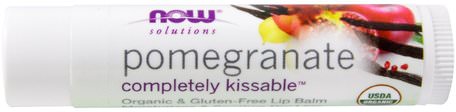 Solutions, Completely Kissable, Organic Lip Balm, Pomegranate, 0.15 oz (4.25 g) by Now Foods-Bad, Skönhet, Läppvård, Läppbalsam