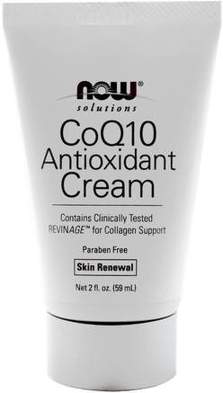 Solutions, CoQ10 Antioxidant Cream, 2 fl oz (59 ml) by Now Foods-Skönhet, Ansiktsvård, Krämer Lotioner, Serum, Coq10 Hud