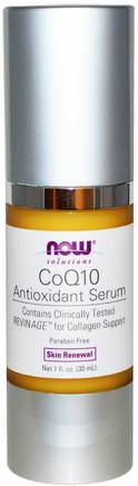 Solutions, CoQ10 Antioxidant Serum, 1 fl oz (30 ml) by Now Foods-Skönhet, Ansiktsvård, Krämer Lotioner, Serum, Coq10 Hud, Hälsa, Hud