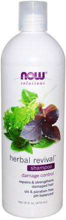 Solutions, Herbal Revival Shampoo, 16 fl oz (473 ml) by Now Foods-Bad, Skönhet, Schampo, Nu Mat Bad, Nu Livsmedel Schampo, Balsam
