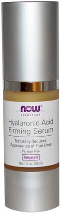 Solutions, Hyaluronic Acid Firming Serum, 1 fl oz (30 ml) by Now Foods-Hälsa, Kvinnor, Hyaluron, Skönhet, Anti-Åldrande