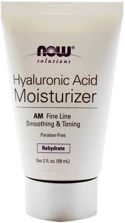 Solutions, Hyaluronic Acid Moisturizer, 2 fl oz (59 ml) by Now Foods-Skönhet, Anti-Åldrande, Hyaluronsyra