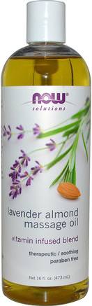 Solutions, Lavender Almond Massage Oil, 16 fl oz (473 ml) by Now Foods-Hälsa, Hud, Mandelolja, Massageolja