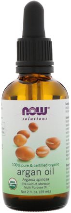 Solutions, Organic Argan Oil, 2 fl oz (59 ml) by Now Foods-Bad, Skönhet, Argan, Nu Matbad, Nu Matoljor
