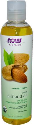 Solutions, Organic Sweet Almond Oil, 8 fl oz (237 ml) by Now Foods-Hälsa, Hud, Mandelolja, Nu Livsmedelsoljor