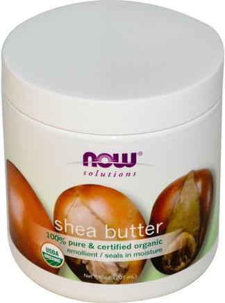 Solutions, Shea Butter, Certified Organic 7 fl oz (207 ml) by Now Foods-Bad, Skönhet, Sheasmör, Nu Matbad, Nu Matoljor