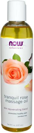Solutions, Tranquil Rose Massage Oil, 8 fl oz (237 ml) by Now Foods-Hälsa, Hud, Massageolja