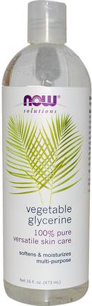 Solutions, Vegetable Glycerine, 16 fl oz (473 ml) by Now Foods-Skönhet, Ansiktsvård, Glycerin Grönsak, Hud