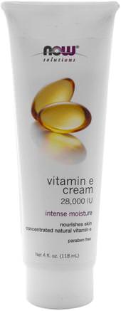 Solutions, Vitamin E Cream, 28.000 IU, 4 fl oz (118 ml) by Now Foods-Hälsa, Hud, Vitamin E Oljekräm, Skönhet, Ansiktsvård, Krämer Lotioner, Serum