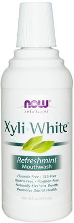 Solutions, XyliWhite Mouthwash, Refreshmint, 16 fl oz (473 ml) by Now Foods-Bad, Skönhet, Oral Tandvård, Xylitol Oral Vård, Munvatten