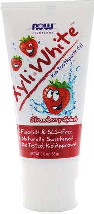 Solutions, XyliWhite, Kids Toothpaste Gel, Strawberry Splash, 3 oz (85 g) by Now Foods-Bad, Skönhet, Tandkräm, Barnomsorg