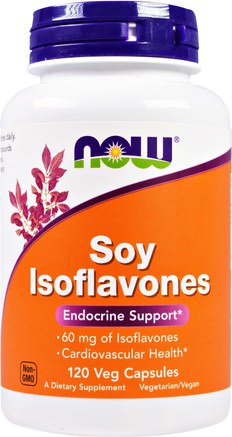 Soy Isoflavones, 120 Veggie Caps by Now Foods-Kosttillskott, Sojaprodukter, Sojaisoflavon, Sojegenistein
