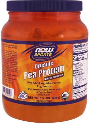 Sports, Organic Pea Protein, Natural Chocolate, 1.5 lbs (680 g) by Now Foods-Kosttillskott, Protein