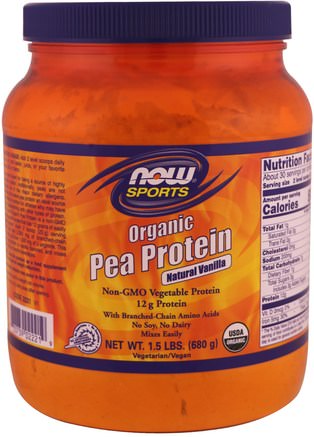 Sports, Organic Pea Protein, Natural Vanilla, 1.5 lbs (680 g) by Now Foods-Kosttillskott, Protein